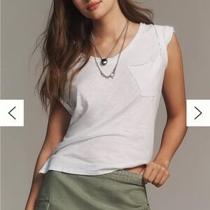 ANTHROPOLOGIE T.La White Pocket Cap-Sleeve Tank